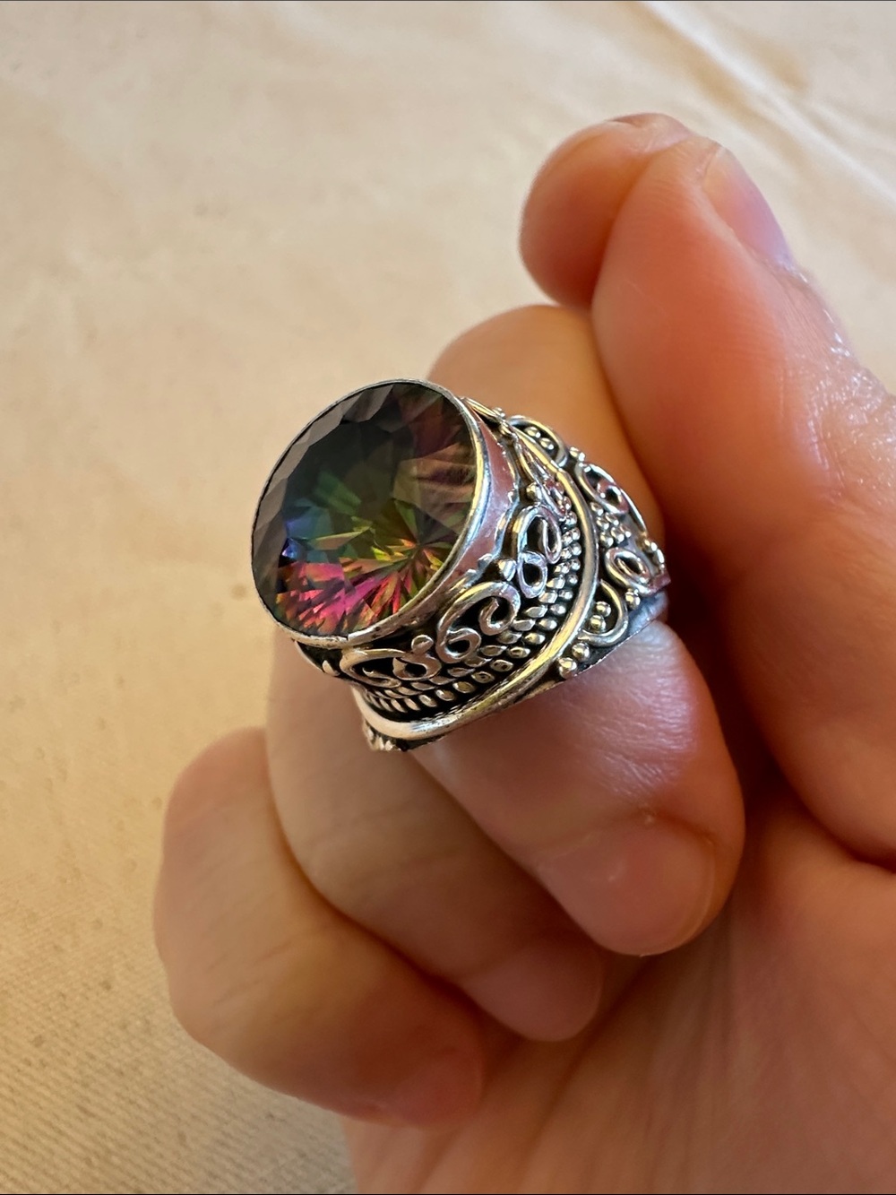Mystic Rainbow Topaz Sterling Silver Ring - Picture 10 of 14